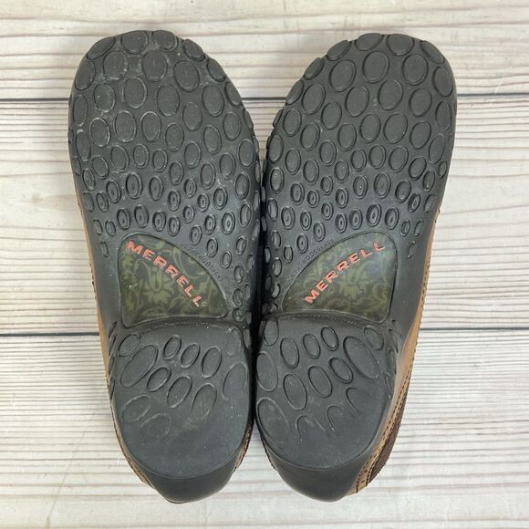 Merrell Plaza Bandeau Shoe Womens 6 Espresso Brown Suede Mary Jane Slip On Wedge - Picture 8 of 14